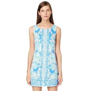 NWT Lilly Pulitzer Cathy Shift Bay Blue Coasting Engineered Shell Size 6